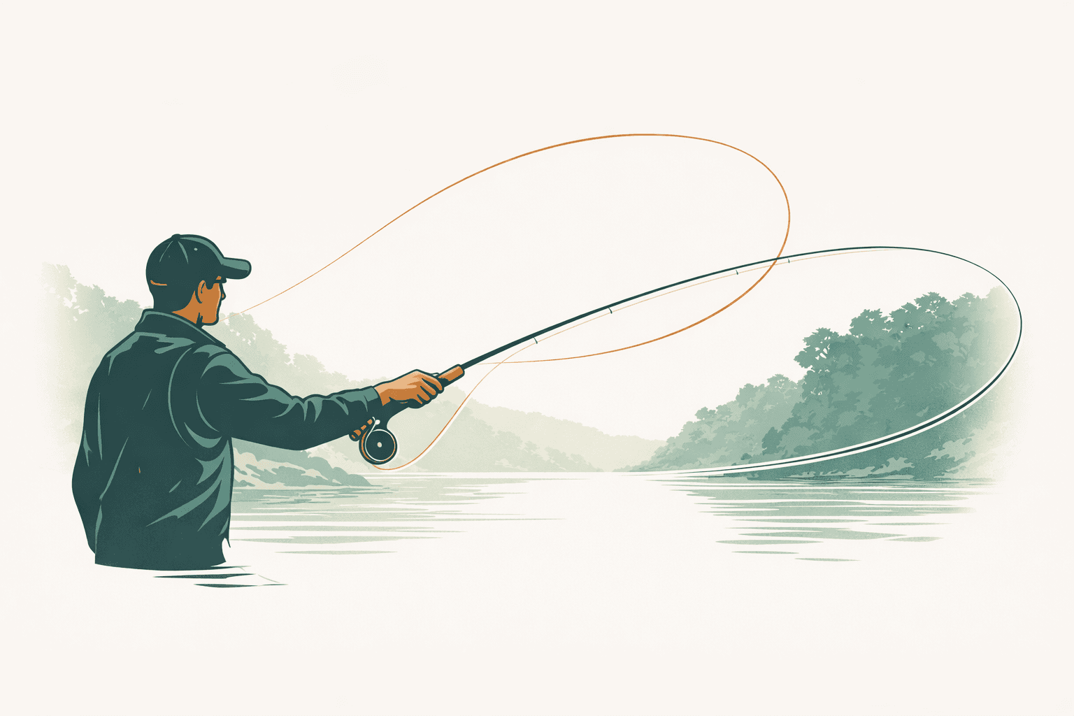 Illustration Einhand Fliegenfischen
